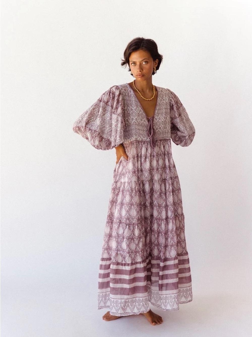Daughters of India Jasmine Maxi Dress Lavender L